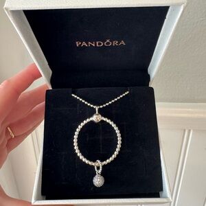 Pandora beaded 60cm necklace with pendant and charm